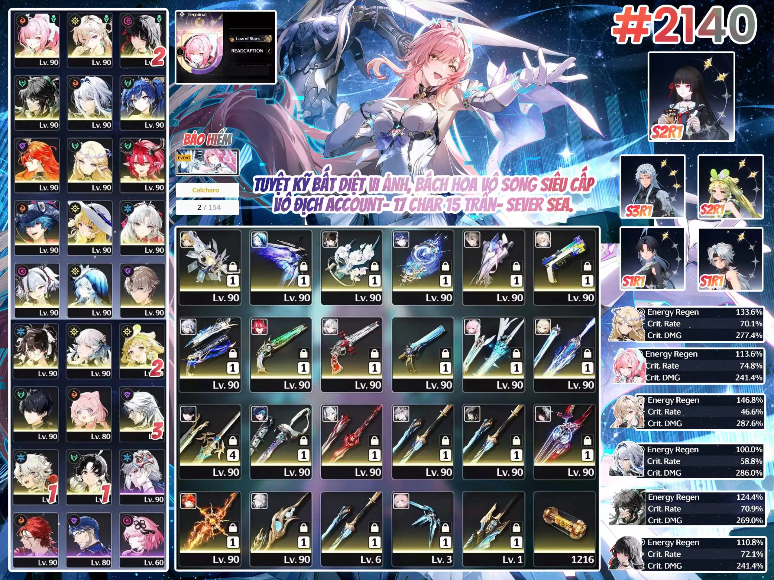 ( Khách Cọc ) / [ #2140 TUYET KY BAT DIET VI ANH, BACH HOA VO SONG SIEU CAP VO DICH ACCOUNT 17 CHAR 15 TRAN SEVER SEA ]